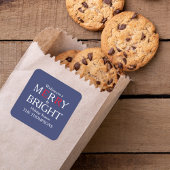 Frohe Weihnachten Red Navy Blue Simple Minimalisti Quadratischer Aufkleber