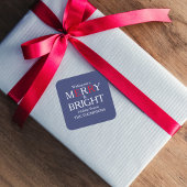 Frohe Weihnachten Red Navy Blue Simple Minimalisti Quadratischer Aufkleber