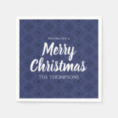 Frohe Weihnachten Red Navy Blue Simple Snowflake Serviette (Vorderseite)
