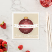 Frohe Weihnachten Red Ornament Ribbon Familienname Serviette (Beispiel)