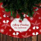 Frohe Weihnachten Red Pattern Weihnachtsglocke Polyester Weihnachtsbaumdecke