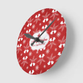 Frohe Weihnachten Red Pattern Weihnachtsglocke Runde Wanduhr (Winkel)