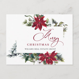 Frohe Weihnachten Red Poinsettia Corporate Gruß Postkarte