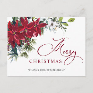 Frohe Weihnachten Red Poinsettia Corporate Gruß Postkarte