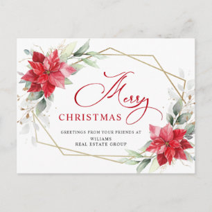 Frohe Weihnachten Red Poinsettia Corporate Gruß Postkarte