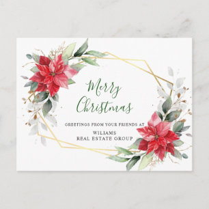 Frohe Weihnachten Red Poinsettia Corporate Gruß Postkarte
