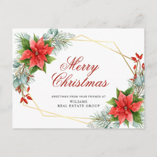 Frohe Weihnachten Red Poinsettia Corporate Gruß Postkarte