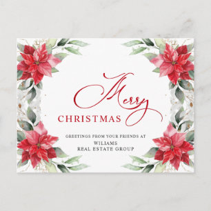 Frohe Weihnachten Red Poinsettia Corporate Gruß Postkarte