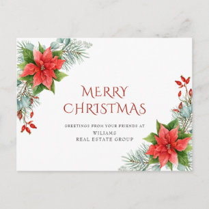 Frohe Weihnachten Red Poinsettia Corporate Gruß Postkarte