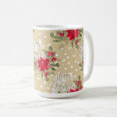 Frohe Weihnachten Red Poinsettia Kaffeetasse (VorderseiteRechts)