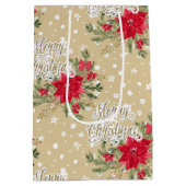 Frohe Weihnachten Red Poinsettia Mittlere Geschenktüte (Rückseite)