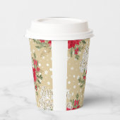 Frohe Weihnachten Red Poinsettia Pappbecher (Links)