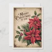Frohe Weihnachten Red Poinsettia Vintag (Vorderseite)