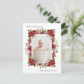 Frohe Weihnachten Red Poinsettias White Modern (Stehend Vorderseite)