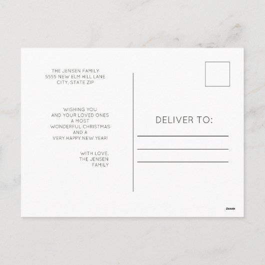 Frohe Weihnachten Red Poinsettias White Modern (Rückseite)