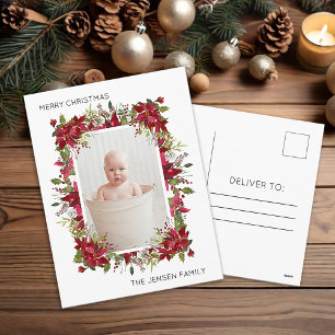 Frohe Weihnachten Red Poinsettias White Modern