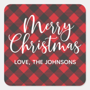 Frohe Weihnachten Red Quadratischer Aufkleber