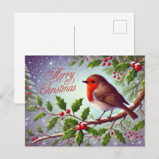 Frohe Weihnachten Red Robin und Berries (Vorne/Hinten)