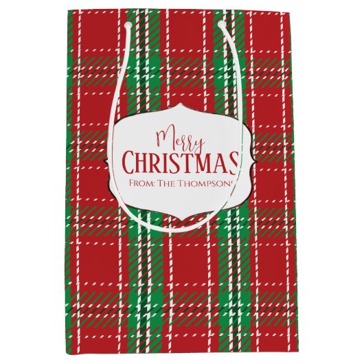 Frohe Weihnachten Red Rustic Holiday Bauernhof Kar Mittlere Geschenktüte (Vorderseite)