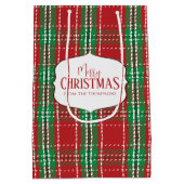 Frohe Weihnachten Red Rustic Holiday Bauernhof Kar Mittlere Geschenktüte (Rückseite)