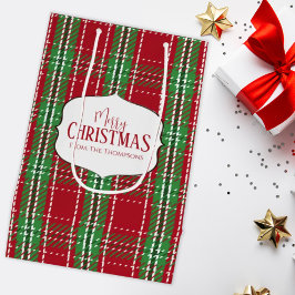 Frohe Weihnachten Red Rustic Holiday Bauernhof Kar Mittlere Geschenktüte