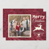Frohe Weihnachten Red Rustic Wood Family Foto (Vorne/Hinten)