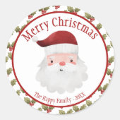 Frohe Weihnachten Red Santa Claus Runder Aufkleber (Vorderseite)