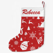 Frohe Weihnachten Red Santa Pattern Kleiner Weihnachtsstrumpf (Rückseite)