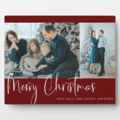 Frohe Weihnachten Red Script 2 Foto Collage Urlaub Fotoplatte (Vorderseite)