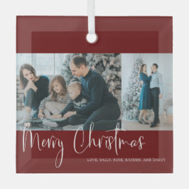 Frohe Weihnachten Red Script 2 Foto Collage Urlaub Ornament Aus Glas