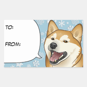 Frohe Weihnachten Red Shiba Inu Geschenktag Rechteckiger Aufkleber