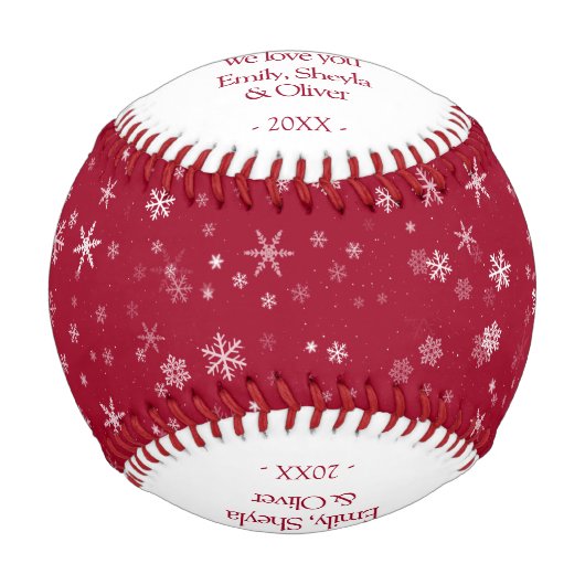 Frohe Weihnachten Red Snowflake Muster Baseball (Vorderseite)