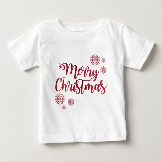 Frohe Weihnachten Red Snowflake Typografie Baby T-shirt (Vorderseite)
