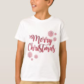 Frohe Weihnachten Red Snowflake Typografie T-Shirt (Vorderseite)