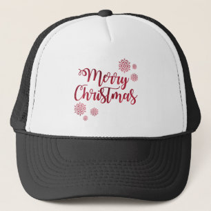Frohe Weihnachten Red Snowflake Typografie Truckerkappe
