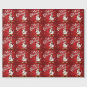 Frohe Weihnachten Red Snowman Geschenkpapier (Flach)