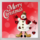 Frohe Weihnachten Red Snowman Poster (Vorne)