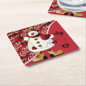 Frohe Weihnachten Red Snowman Rechteckiger Pappuntersetzer (angewinkelt)