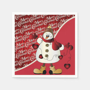 Frohe Weihnachten Red Snowman Serviette