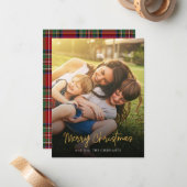 Frohe Weihnachten Red Stewart Tartan Family Foto Mitteilungskarte (Vorderseite/Rückseite Beispiel)