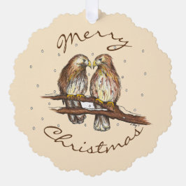 Frohe Weihnachten Red Tail Hawk Love Bird Snow Ornament Karte