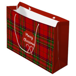 Frohe Weihnachten Red Tartan Kariert Candy Canes Große Geschenktüte