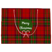 Frohe Weihnachten Red Tartan Kariert Candy Canes Große Geschenktüte (Rückseite)