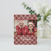 Frohe Weihnachten Red Tartan Kariertes Foto (Stehend Vorderseite)