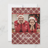 Frohe Weihnachten Red Tartan Kariertes Foto (Vorderseite)