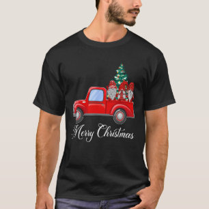 Frohe Weihnachten Red Truck Gnomes Xmas Tree T-Shirt