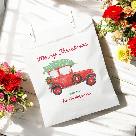 Frohe Weihnachten Red Truck Holiday Favor Bags Geschenktütchen