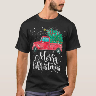 Frohe Weihnachten Red Truck Pick Up Tree Familie P T-Shirt