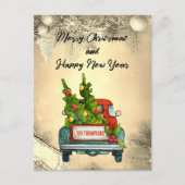Frohe Weihnachten Red Truck Tree Happy New Year (Vorderseite)