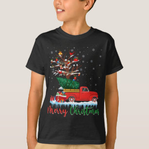 Frohe Weihnachten Red Truck Weihnachtsbaum Lichter T-Shirt